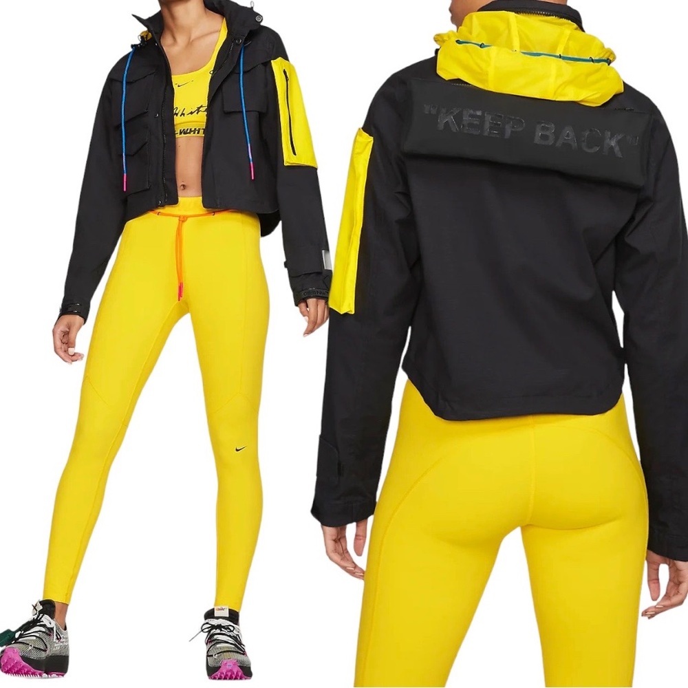 OFF-WHITE X NIKE WOMEN'S RUNNING JACKET BLACK/YELLOW IN SZ XS - PLS READ!